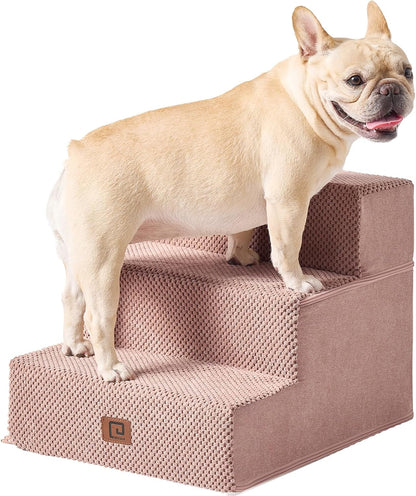 EHEYCIGA Dog Stairs for Small Dogs 13.5" H, 3-Step Dog Steps for Couch Sofa and Chair, Pet Steps
