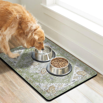 Dog Food Mats for Floors, Absorbent Dog Bowl Mat for Food and Water Dispenser Mat, Quick Dry Cat