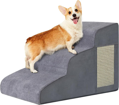 Pet Stairs, Dog Stairs for Small Dogs, Dogs Steps, 3-Step Curved Dog Ramp for Bed, Couch, Sofa, Car