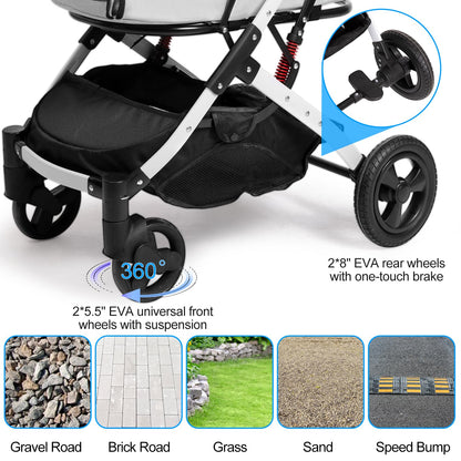 Pet Stroller for Medium Small Dog & Cat, Foldable Lightweight Dog Stroller with Storage Basket Pet