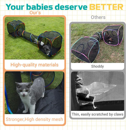 LUCKITTY Outdoor Rainbow Cat Enclosures Playground,Outside House for Indoor Cats Include Portable