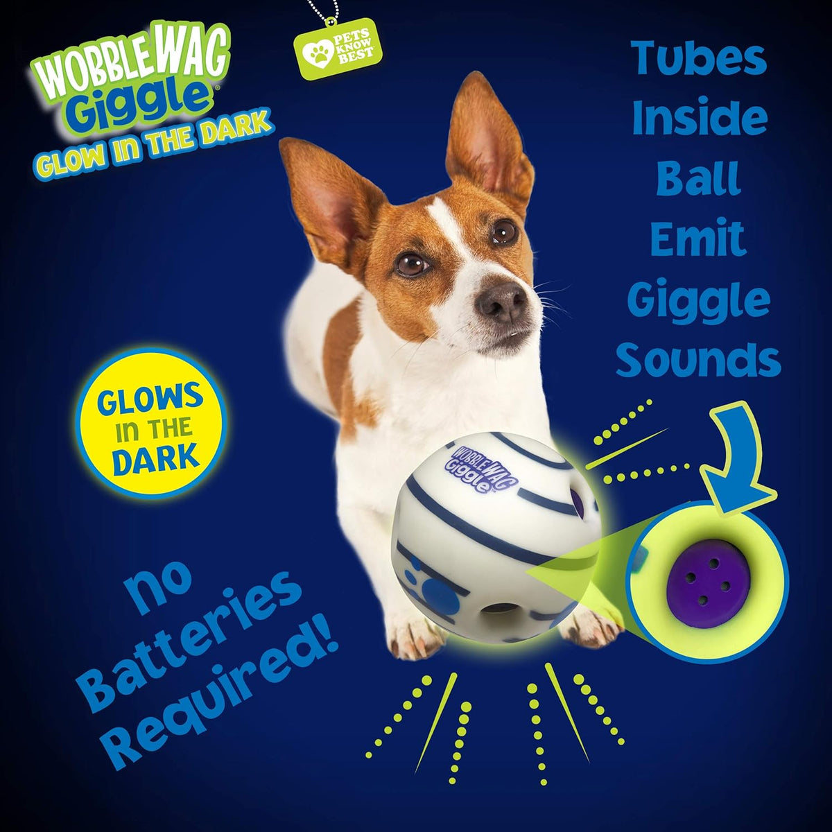 Wobble Wag Giggle Glow in The Dark | Rolling Enrichment Toy for Playtime, Interactive Play for