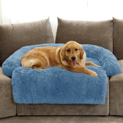 GGIB Calming Dog Bed Fluffy Plush Dog Mat for Furniture Protector with Removable Washable Cover for