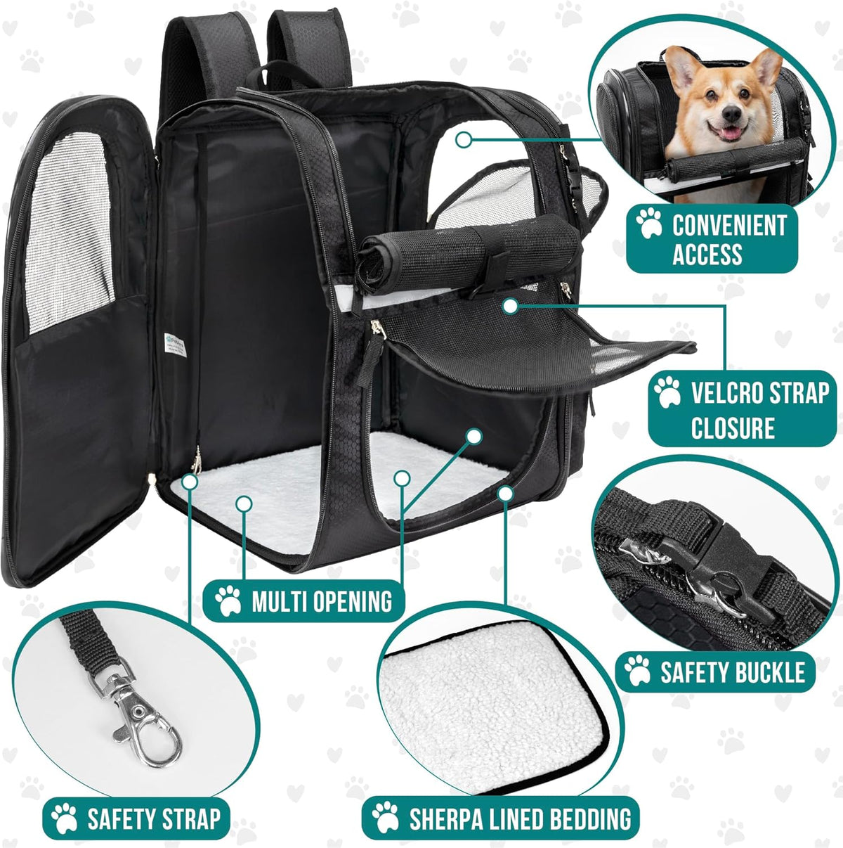 PetAmi Dog Backpack Carrier for Small Large Cat, Pet, Puppies, Ventilated Pet Hiking Backpack