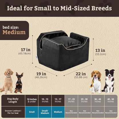 Snoozer Lookout I Dog Car Seat - Small Dog & Puppy Car Seat, Booster Bed for Small and Medium Size