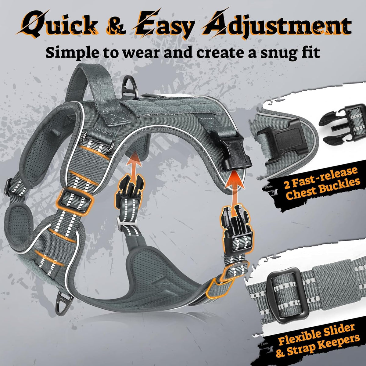 rabbitgoo Dog Harness Small Sized No Pull, Tactical Service Pet Vest with Molle and Control Handle
