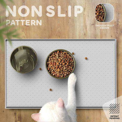 Dog Food Mat - Raised Edges Dogs Mat for Food and Water Prevent Spill, Waterproof Cat Food Mats