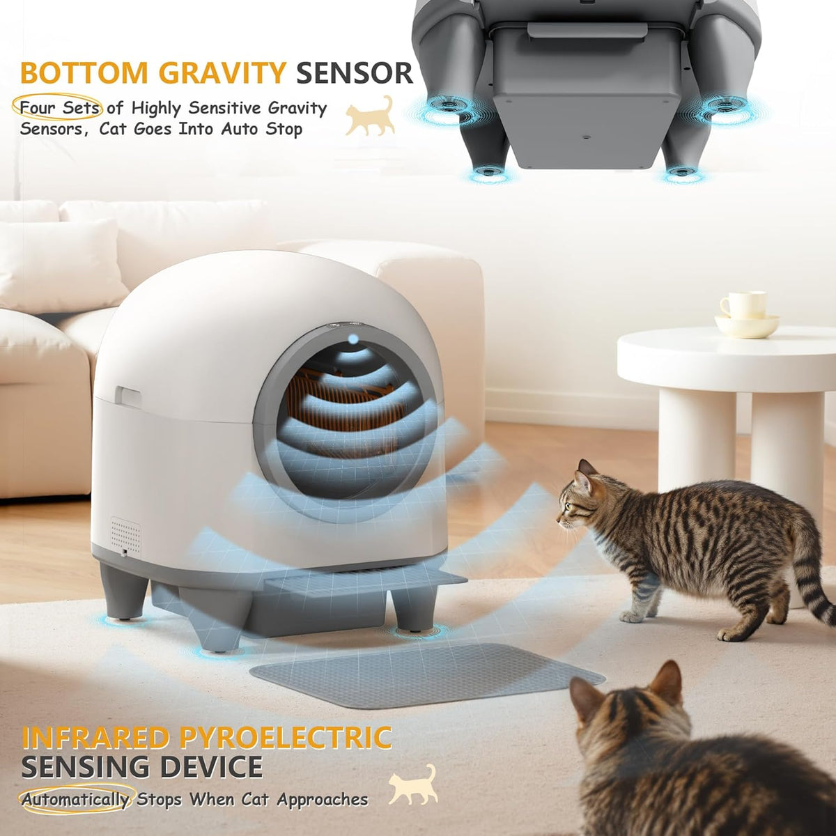 WARCAT Self Cleaning Litter Box Automatic, 90 L Automatic Cat Litter Box for Multiple Cats
