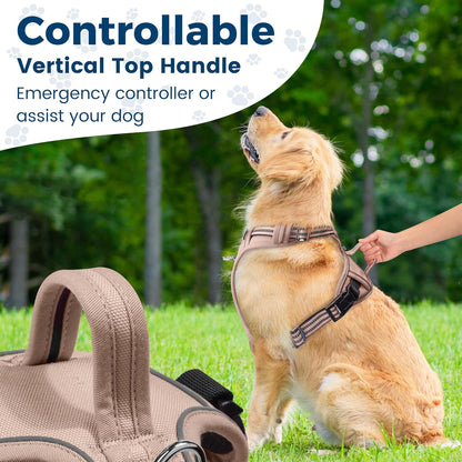Funfox Dog Harness No Pull, Adjustable Pet Vest Harness, Super Soft Material with Vertical Handle