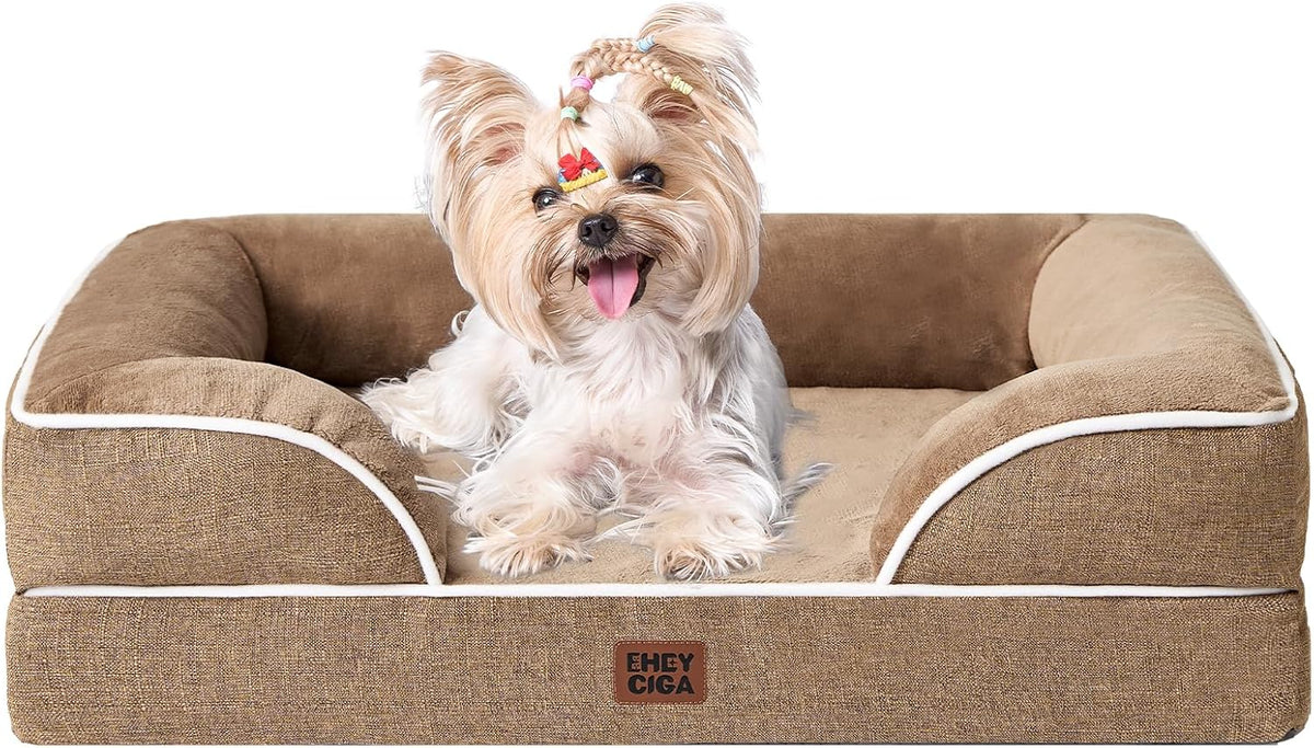 EHEYCIGA Orthopedic Dog Bed for Small Dogs, Waterproof Memory Foam Small Dog Beds with Sides