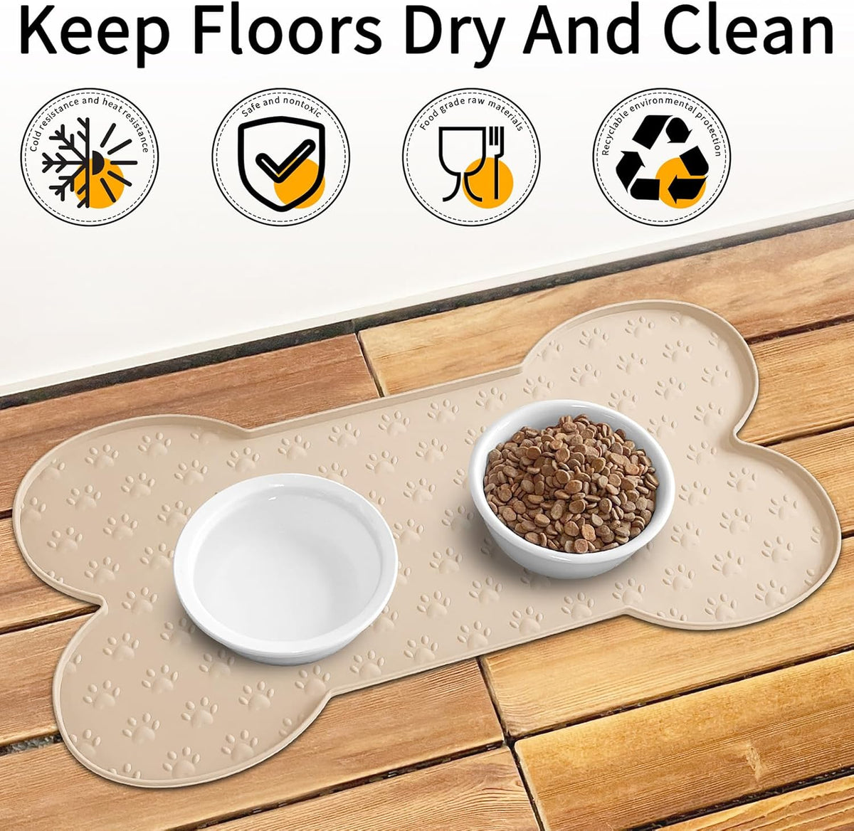 Dog Food Mat Anti-Slip Silicone Dog Bowl Mat Thicker Pet Placemat Waterproof Cat Feeder Pad with