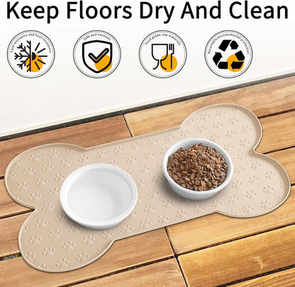 Dog Food Mat Anti-Slip Silicone Dog Bowl Mat Thicker Pet Placemat Waterproof Cat Feeder Pad with
