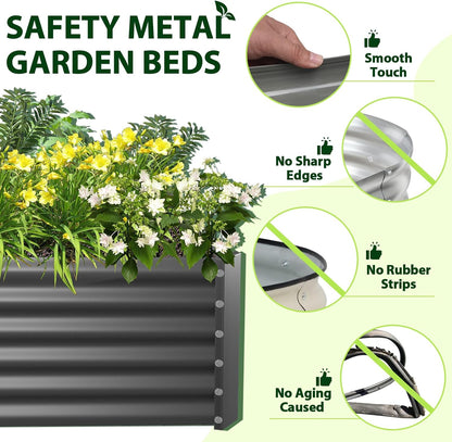 A ANLEOLIFE 6X3X1.5 ft Galvanized Raised Garden Beds Outdoor, Rectangular Metal Planter Box for