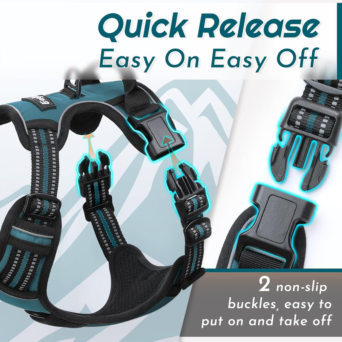 Eagloo Dog Harness Small Sized Dog, No Pull Service Vest with Reflective Strips and Control Handle
