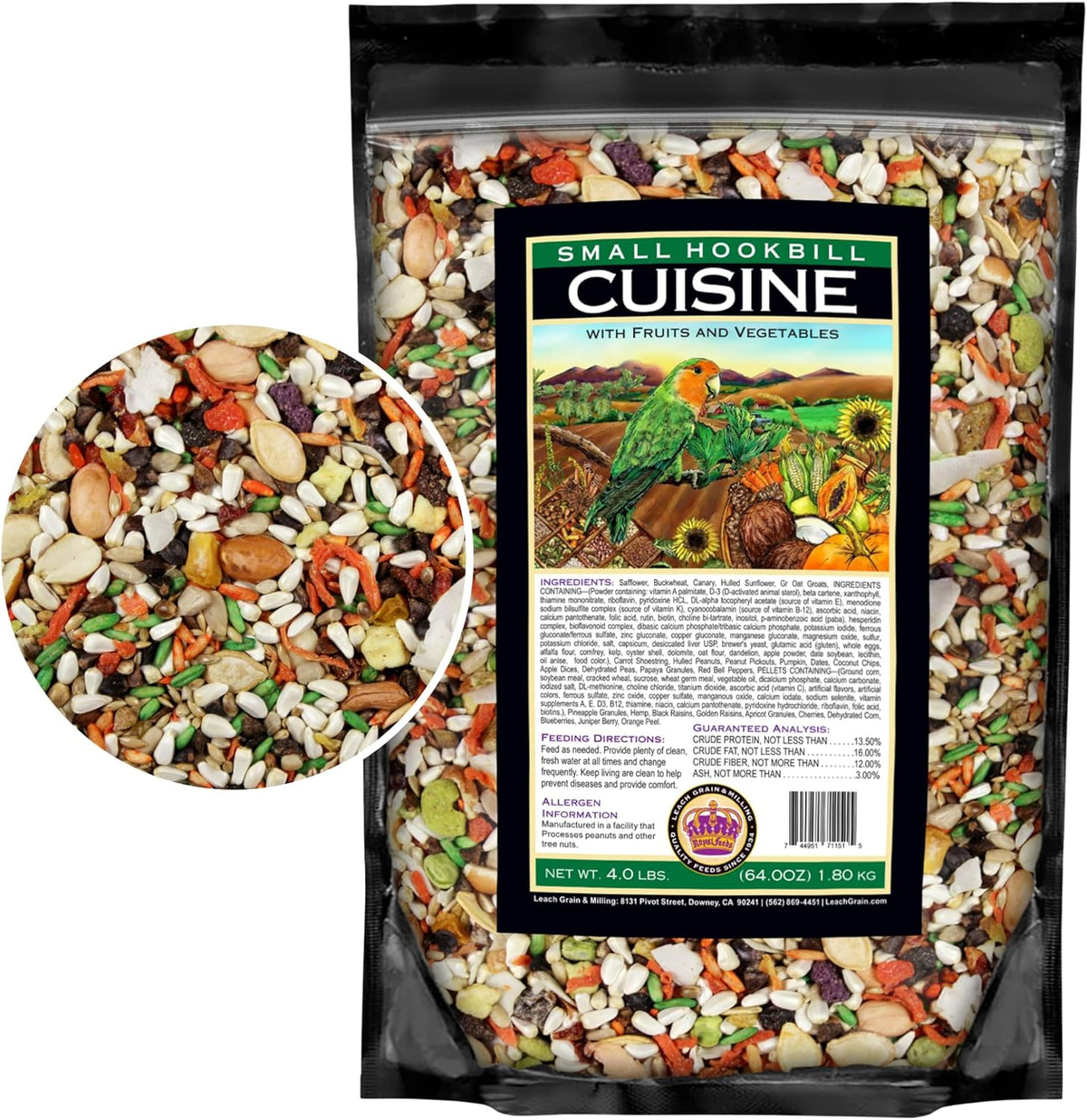 Small Hookbill Cuisine, 4 Lbs Premium Birdseeds for Parrot, Bird Food for Small Hookbill, Supports