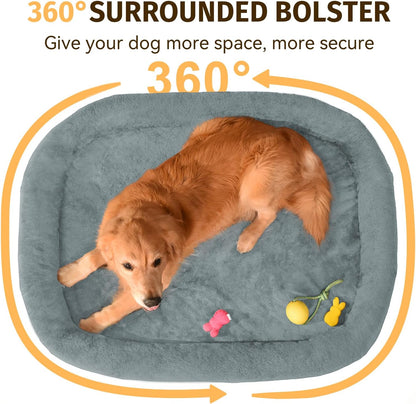 Orthopedic Waterproof Large Dog Bed: Memory Foam Washable Dog Bed with Bolsters - XXL Orthopedic