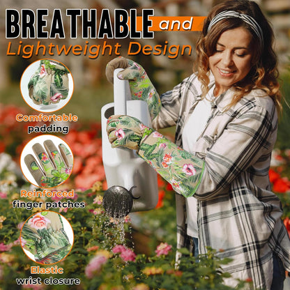 HANDLANDY Leather Gardening Gloves for Women, Thorn Proof Breathable Ladies Rose Pruning Garden