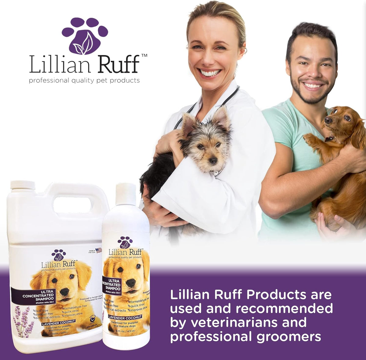 Lillian Ruff High Concentrate Professional Grooming Shampoo for Dogs with Hydrating Essential Oils
