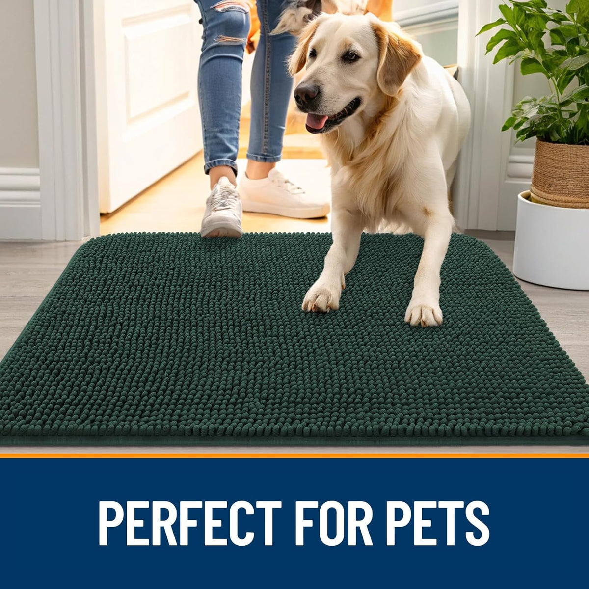 OLANLY Dog Door Mat for Muddy Paws 59x32, Absorbs Moisture and Dirt, Absorbent Non-Slip Washable