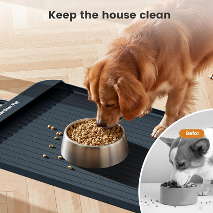 Gardner Pet Silicone Dog Food Water Mat for Floors Waterproof Anti-Slip Dog Bowl Large Mats for