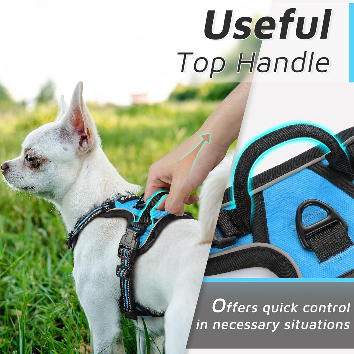 Eagloo Small Dog Harness No Pull, Service Vest with Reflective Strips and Control Handle