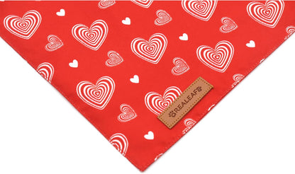 Realeaf Valentines Day Dog Bandanas 2 Pack, Reversible Love Pet Scarf for Boy and Girl, Premium