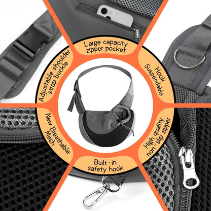 YUDODO Pet Sling Carrier for Small Dogs & Cats – Hands-Free Puppy Carrier with Safety Hook, Large