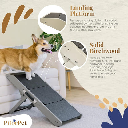 Dog Steps for Bed & Couch 2-in-1 Dog Stairs/Ramp - Height Adjustable Dog Ramp for Couch 7” - 20”