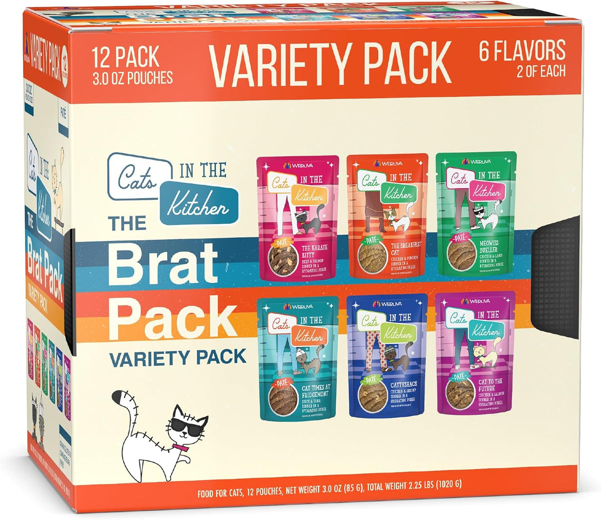 Weruva Cats in The Kitchen Slide N' Serve The Brat Pack Variety Cat Food Pouches 3 Ounce (Pack of