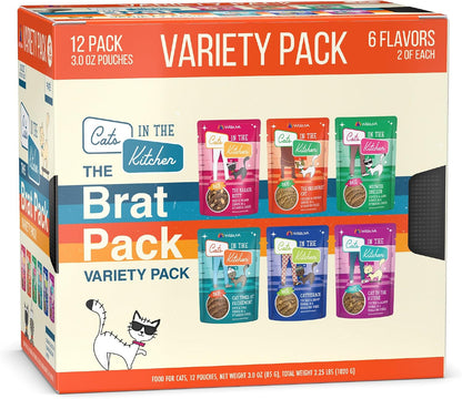 Weruva Cats in The Kitchen Slide N' Serve The Brat Pack Variety Cat Food Pouches 3 Ounce (Pack of