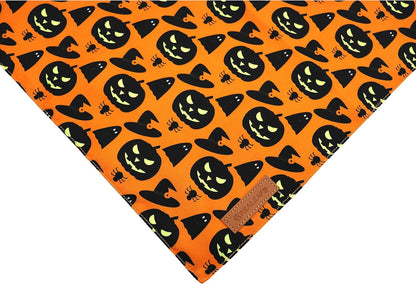 Realeaf Halloween Dog Bandanas 2 Pack, Pumpkin and Spider Web Bibs, Triangle Reversible Fall Pet