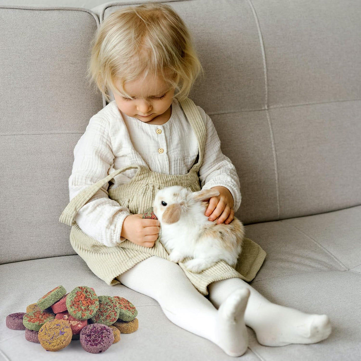 ERKOON 24Pcs Bunny Chew Toys, Small Animal Molar Toys Timothy Grass Beet Sweet Potato Pumpkin Cake