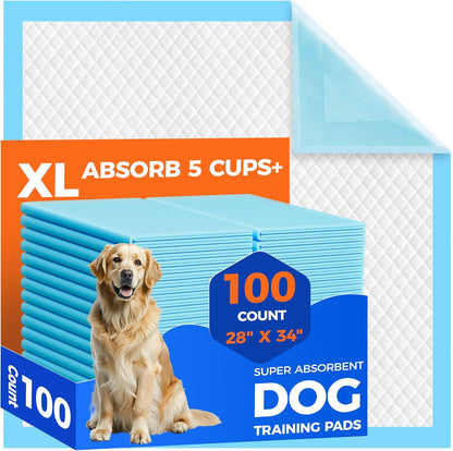 Dog Pee Pads Extra Large 28"x34" - 100 Pack Super Absorbent XLarge Puppy Pads 100 Count Leak-Proof
