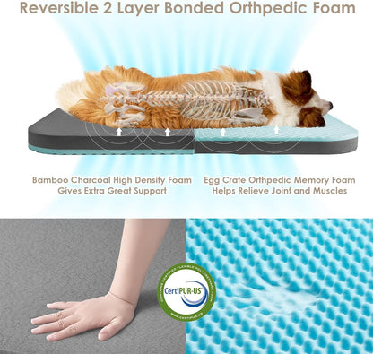 EHEYCIGA Foldable XXL Dog Bed, Faux Fur Fluffy Pet Couch Bed for Extra Large Dogs, Orthopedic