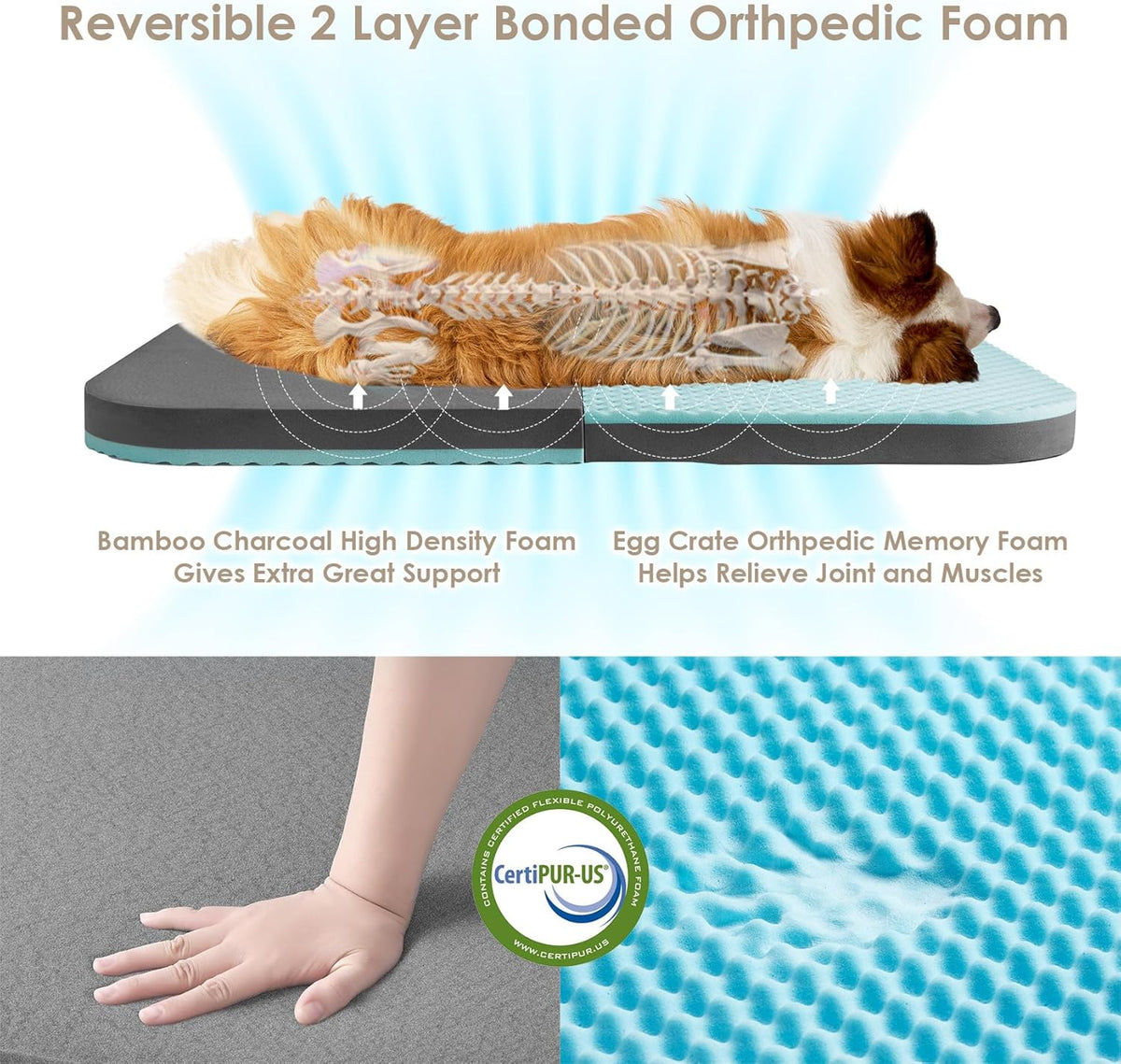 EHEYCIGA Foldable XXL Dog Bed, Faux Fur Fluffy Pet Couch Bed for Extra Large Dogs, Orthopedic