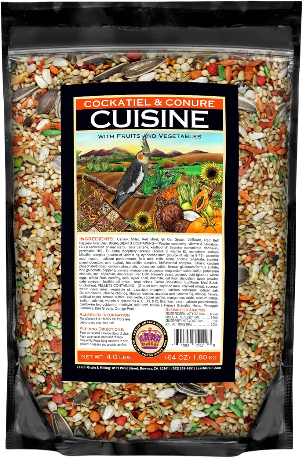 Cockatiel & Conure Cuisine 4 Lbs, Cockatiel & Conure Bird Seed, Nutrient-Rich Mixed Birdseeds, Bird