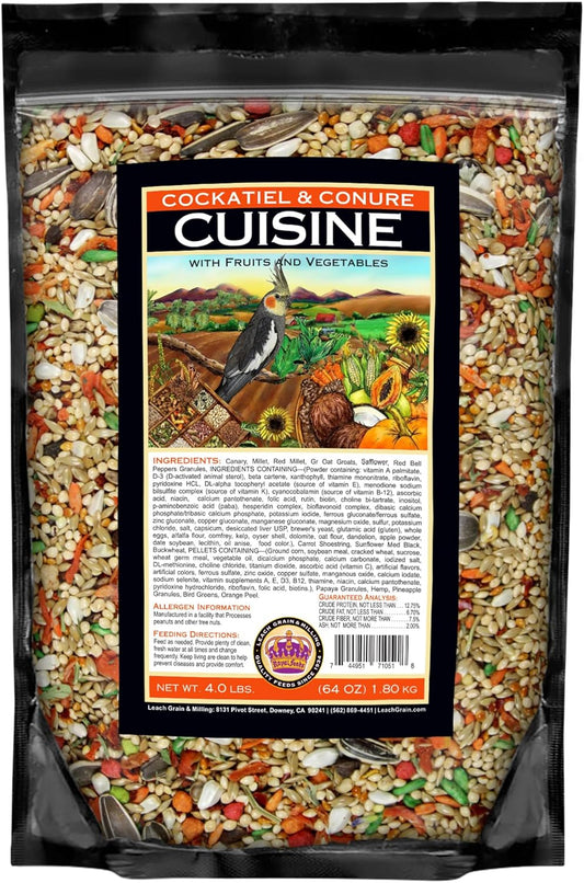 Cockatiel & Conure Cuisine 4 Lbs, Cockatiel & Conure Bird Seed, Nutrient-Rich Mixed Birdseeds, Bird