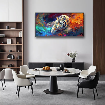 Quorin White Tiger Large Wall Art Abstract Colorful Tiger Animal Pictures Wall Decor Canvas Print