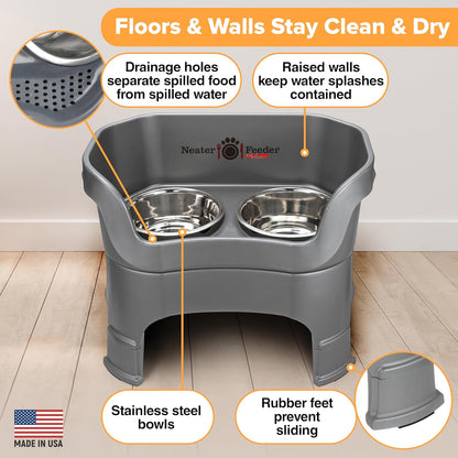 Neater Feeder Deluxe Mess Proof Dog Bowls Elevated for Large Dogs – Made in USA – No Spill Raised