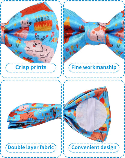 PET SHOW 5 Pack Happy Birthday Big Dog Bow Ties Sliding Collar Attachment Pet Bowties for Medium