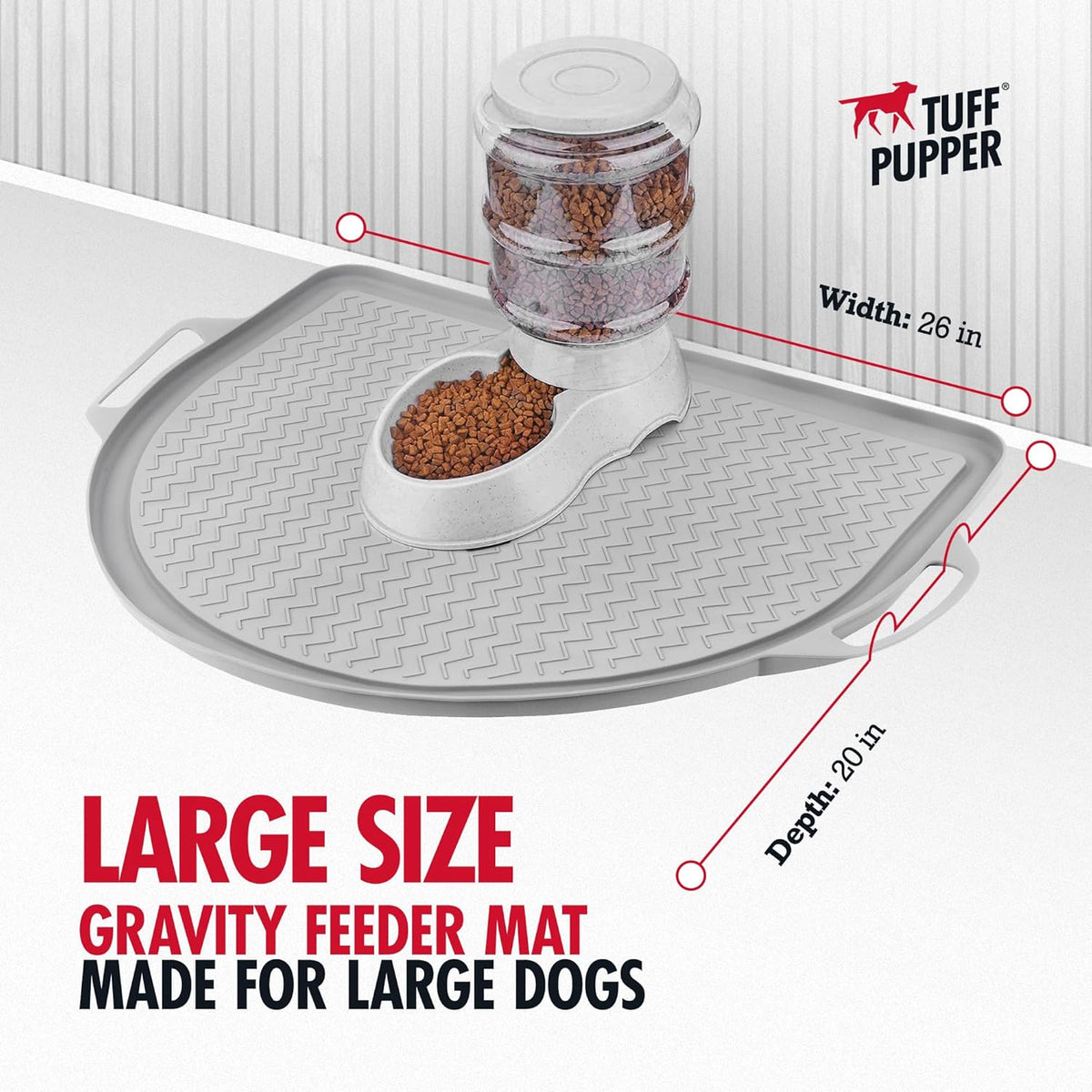 Tuff Pupper 26x21 Large Waterproof Pet Feeding Mat | Designed for Pet Fountains, Dog Gravity Water