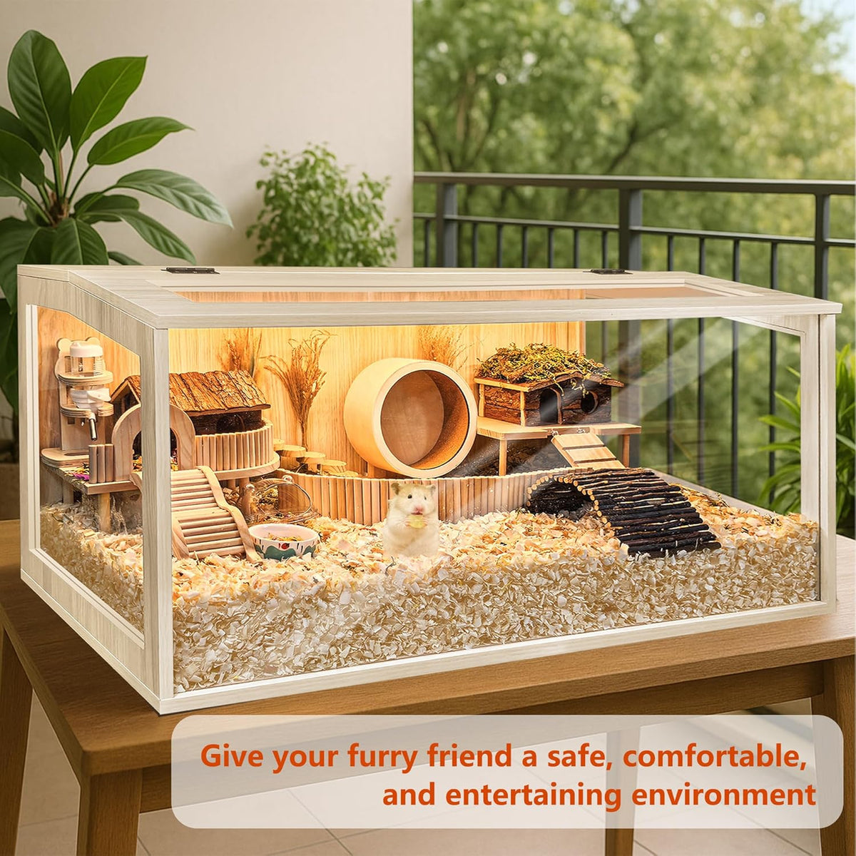 Hamster Cage Chewproof, Large Hamster Cages and Habitats, Openable Top with Acrylic Sheets, Solid