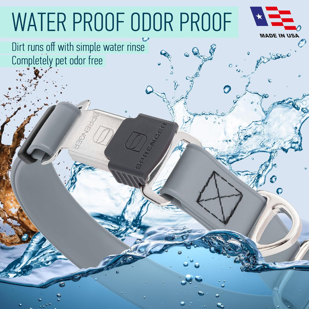 Dogline Biothane Waterproof Dog Collar with Herm Sprenger Stainless Steel Quick Release Buckle