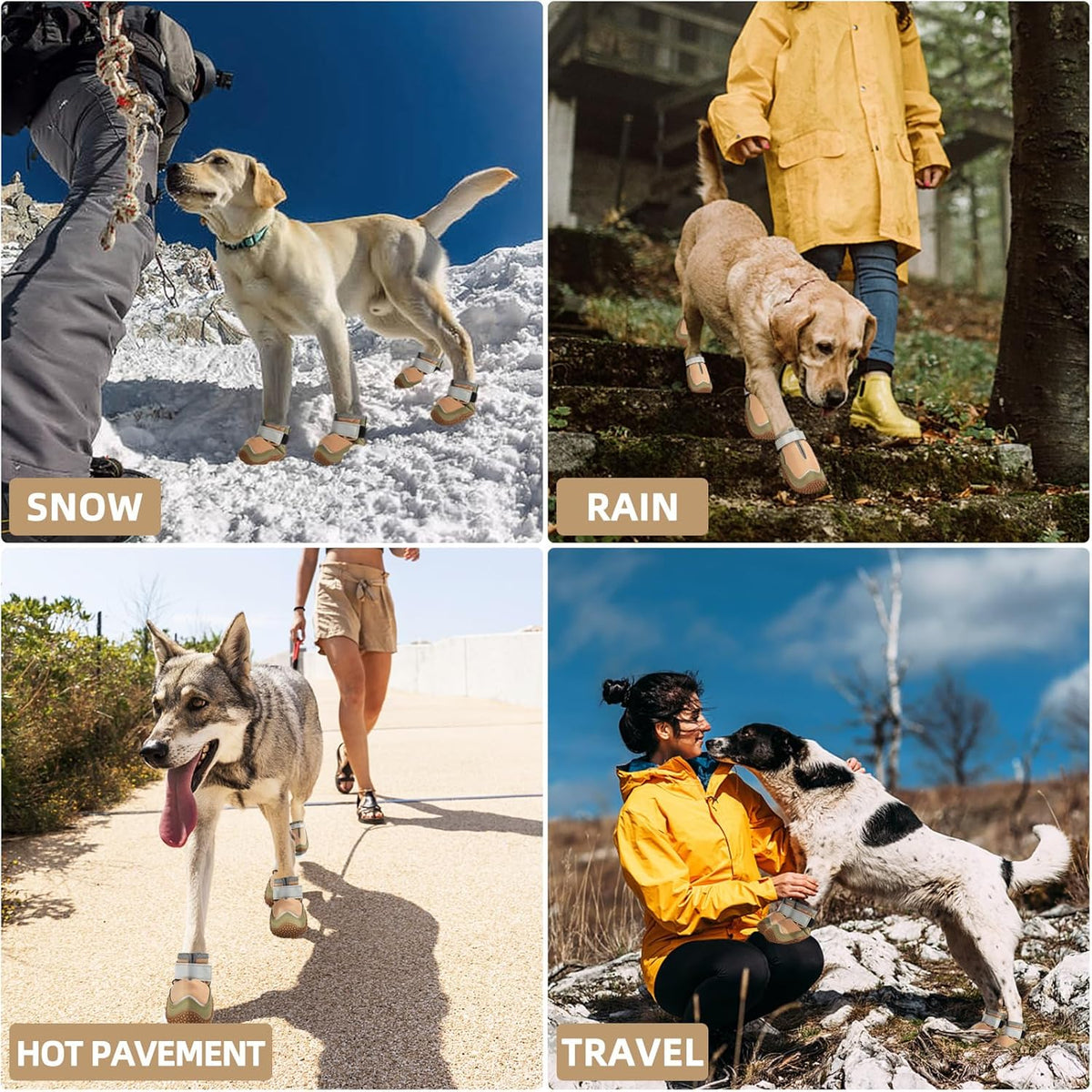 Hcpet Dog Boots for Large Dogs, Dog Shoes for Hot Pavement Winter Snow, Paw Protector Dog Booties