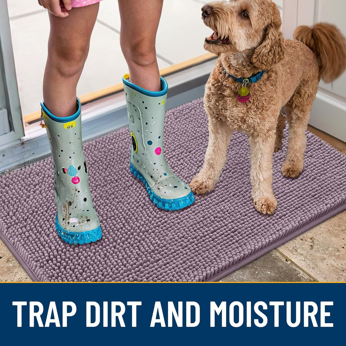 Smiry Dog Door Mat for Muddy Paws 30x20, Absorbs Moisture and Dirt Doormat, Non-Slip Washable Quick