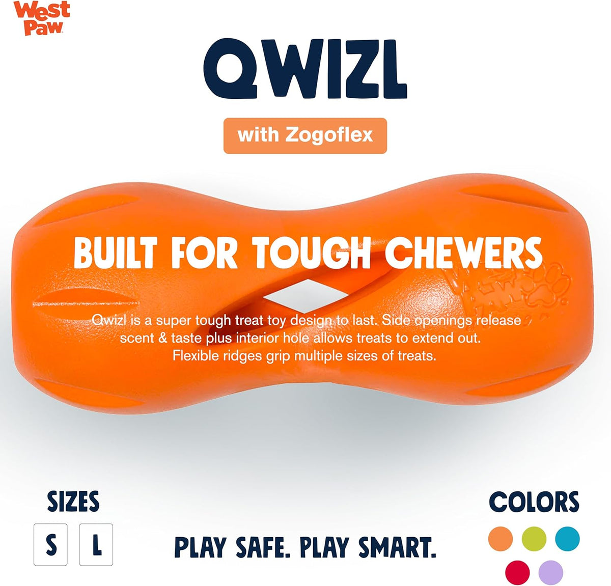 West Paw Zogoflex Qwizl Interactive Treat Dispensing Dog Puzzle Treat Toy for Dogs, 100% Guaranteed