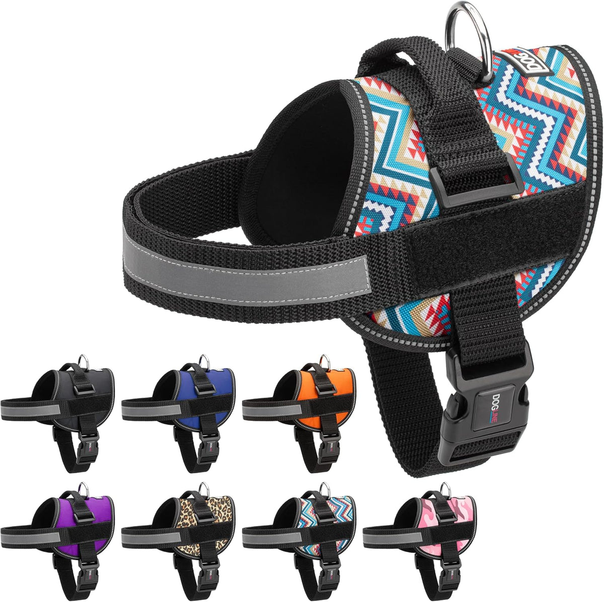 Dogline Dog Harness, Reflective No-Pull Adjustable Vest with Handle for Walking, Training
