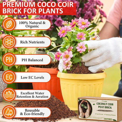 Legigo 8 Pack Coco Coir Bricks (11.2lb), 100% Organic Coconut Coir Fiber Potting Soil for Plants