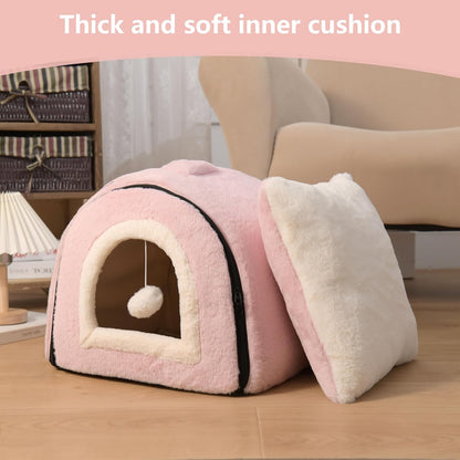 Cat Bed for Indoor Cats，Foldable cat cave，Anti-Slip & Water-Resistant Bottom，cat Houses for Indoor