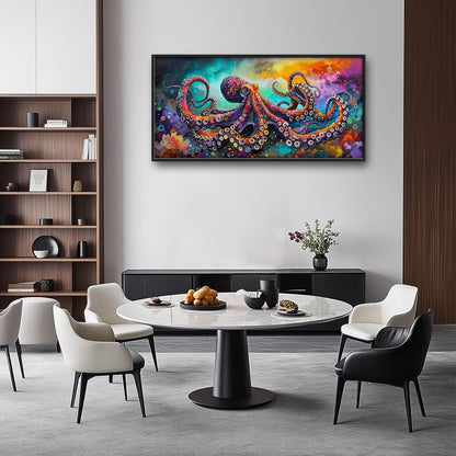 Quorin Octopus Large Wall Art Abstract Colorful Octopus Pictures Sea Ocean Animal Wall Decor Canvas